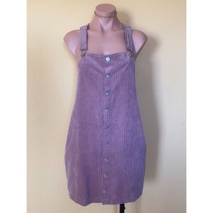 NWT Hot Kiss Corduroy Overall Mini Dress in Pink
